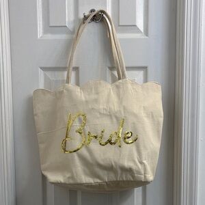 Bride Canvas Tote Bag - Cream and Gold